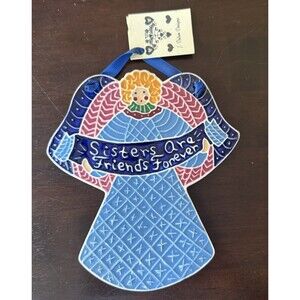 J. Duban Designs Hanging Ceramic Tile Handcrafted Sisters Are Friends Forever